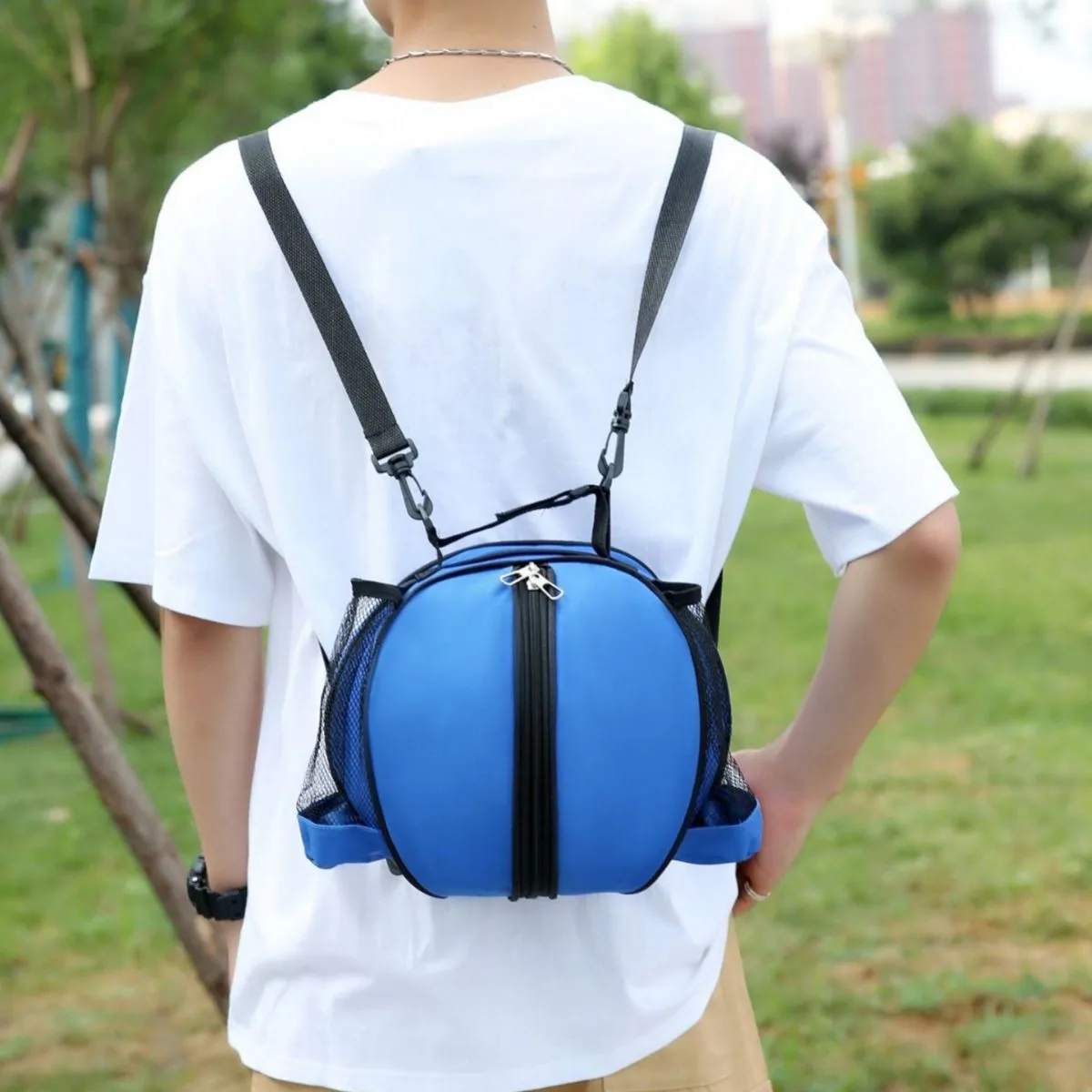 Bolsa de baloncesto, correa de hombro deportiva de softbol de voleibol, 2 bolsillos laterales de malla, correa de hombro circular para soporte de hombro de fútbol