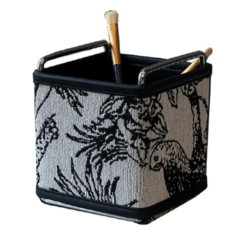 

ABUF-Light Роскошный кожаный ящик для хранения из жаккардовой ткани Современная простота Настольный ящик для хранения косметики Хранение канцелярских принадлежностей