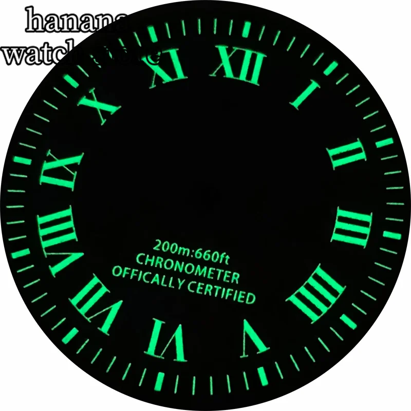 29 مللي متر مؤشر روماني الاتصال الهاتفي الذهب الأسود الأحمر الأزرق الهاتفي الأخضر توهج لحركة سلسلة NH34 NH35 NH36 ETA2824 PT5000 ميوتا DG