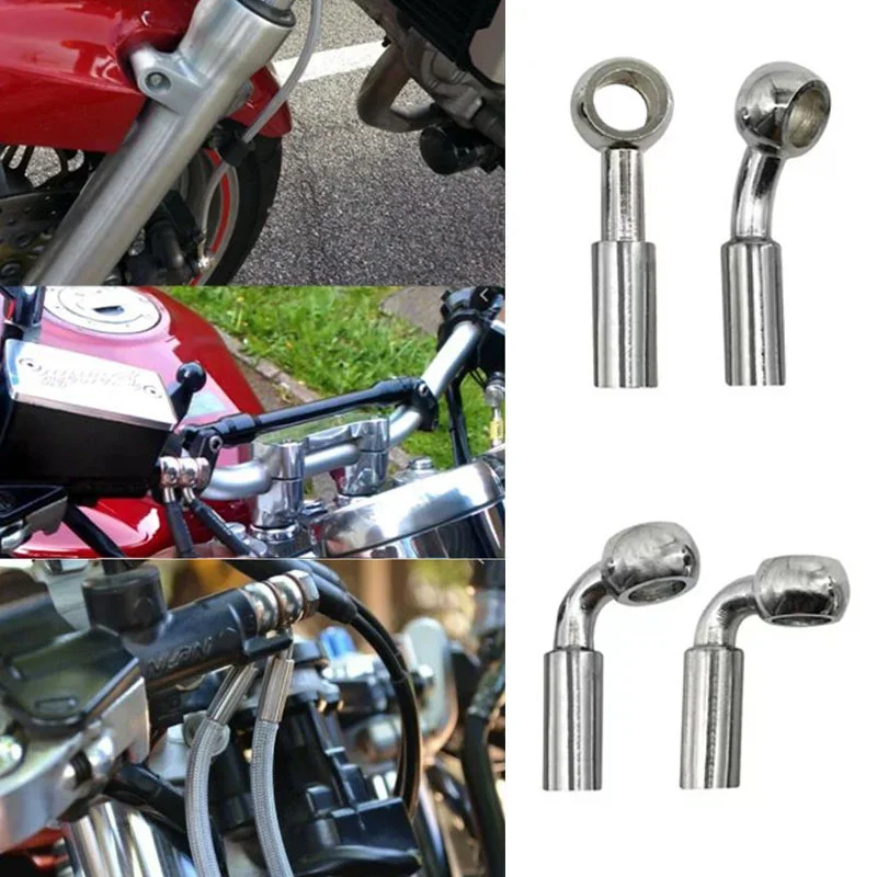 4X 10mm Motorcycle Hydraulic Reinforced Brake Clutch Oil Fuel Hose Line Pipe Fittings Joint Adapter Dirt Bike ATV Scooter Buggy