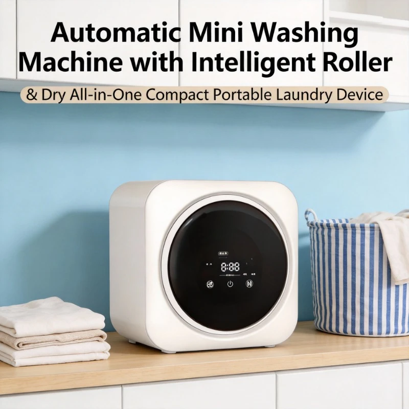 

Automatic Mini Washing Machine with Intelligent Roller Wash & Dry All-in-One Compact Portable Laundry Device