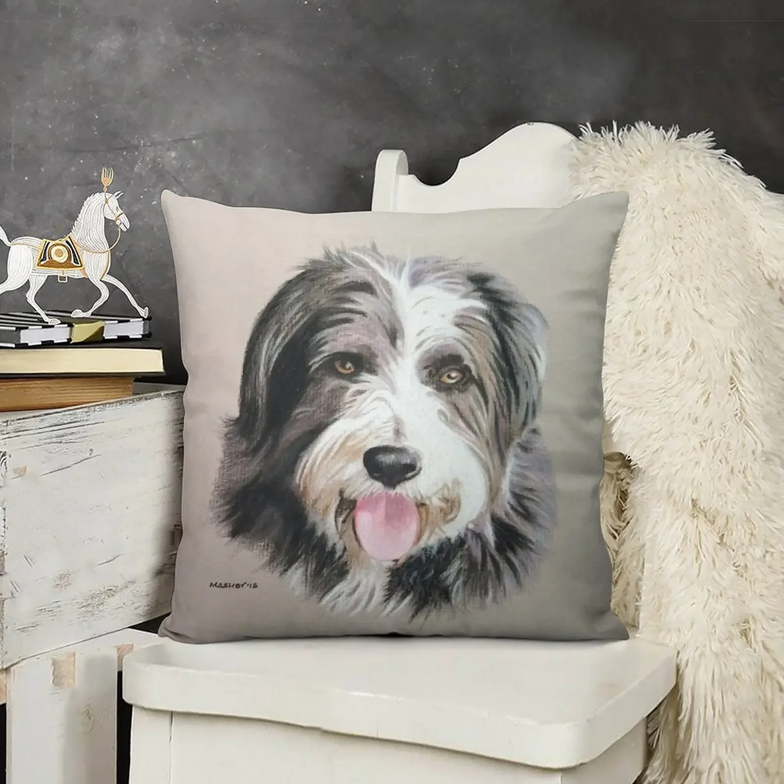

Millie the wonderful Bearded Collie Throw Pillow Sofa Cushion Cover Cushions For Children pillow