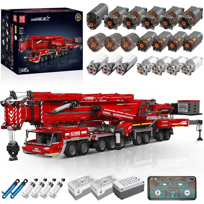

MOULD KING 17008 Technical Liebherr LTM 11200 Crane Truck APP Control Building Blocks Set Big Engineering Truck for Adults