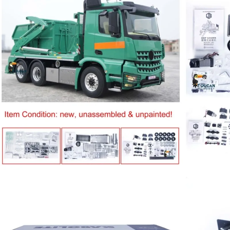 

VL18U K3363 1/14 Hydraulic RC Skip Loader Truck Swing Arm Loading Cars Kits Model Adults Toys 2-Speed Gearbox Servo TH22708