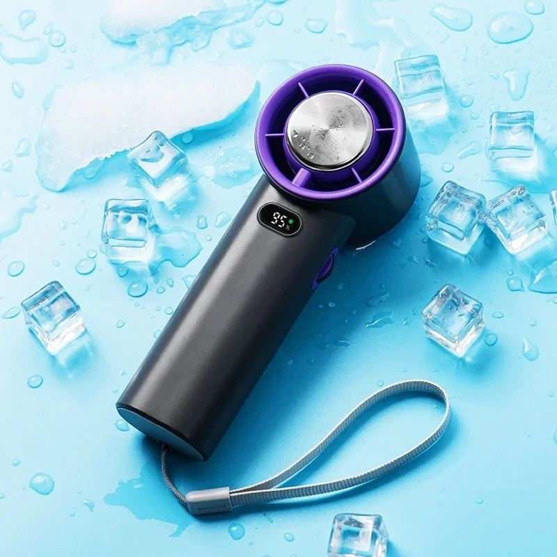 Portable Handheld Turbo Fan 100 Wind Speeds Adjustable Mini Personal Fan 3600mAh Battery Operated Electric Hand Fan Fast Cooling