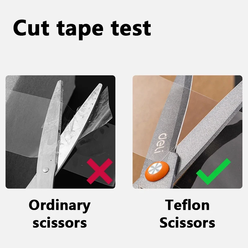 Deli 6055 Teflon Scissors Anti Rust And Anti Adhesive Black Blade Sharp Office And Learning Supplies Tijeras Para Manualidades