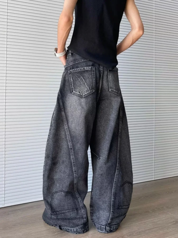 2025 Cyber Y2K Streetwear Washed Black Baggy Ripped Jeans Pants For Men Clothing Wide Leg Hip Hop Long Trousers Pantalon Homme