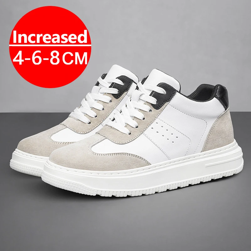 

Height Increasing Shoes for Men 8CM Invisible Elevator Sneakers Platform Shoes Casual Fashion Man Leathe Sport Shoes Big Size 47