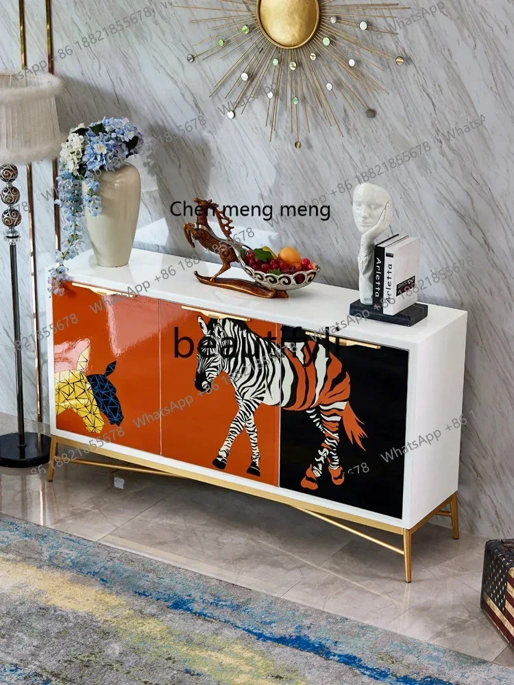 A182 C Postmoderno semplice verniciato zebrato portico scarpiera scarpiera armadio decorativo soggiorno sala da pranzo lato