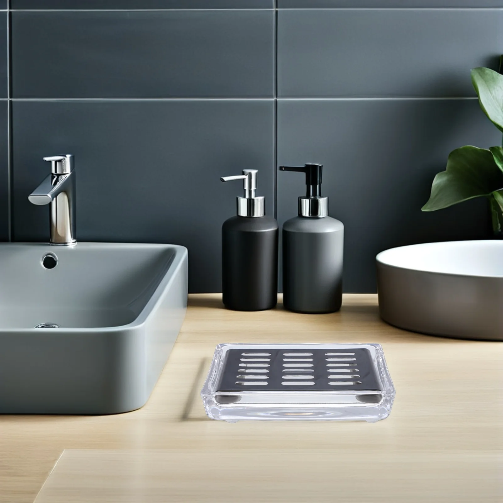 

Self Draining Glass Soap Holder for Bathroom Kitchen Countertops Shower Areas Elegant and Practical Soap Dispenser