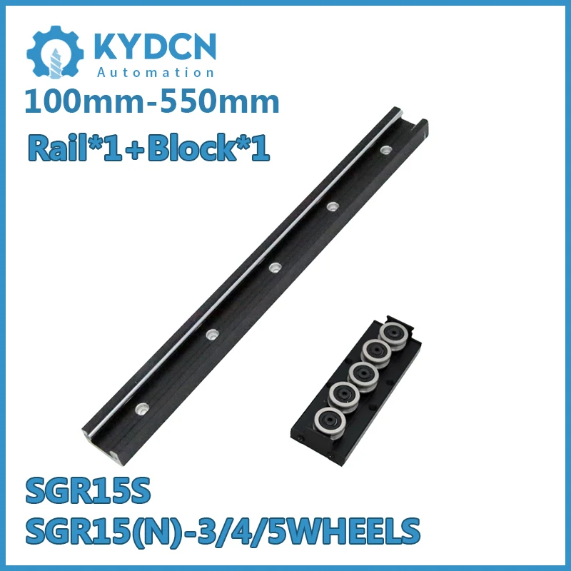 

SGR15 SGR15N BLACK Built-in Dual-axis Linear Guide Rail and Linear Guide Block 100-550mm Inner Roller Bearing Guide and Block