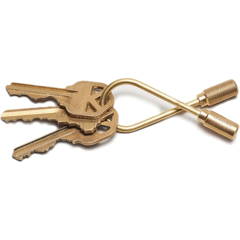 

Closed Helix Carabiner Keychain Clip Modern Minimalist Heavy Duty Lightweight Brass