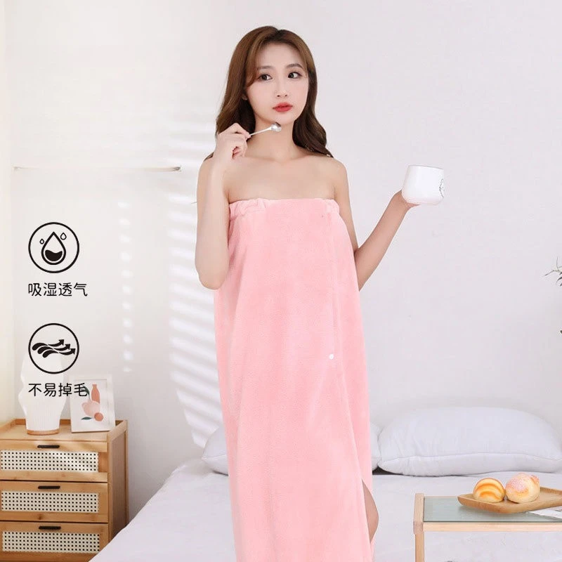 Women Thick Velvet Wearable Bath Dress Traning Hotel Towel Magic Tape Soft Super Water Absorbable Adult Home Bath Wrap Towel