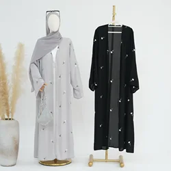 Luksusowy Hidżab Abaya Zestaw Kimono Haft Otwarte Abaje dla Kobiet Dubaj Luksusowy Islam Turcja Muzułmański Strój Ramadan Eid Kaftan Sukienka