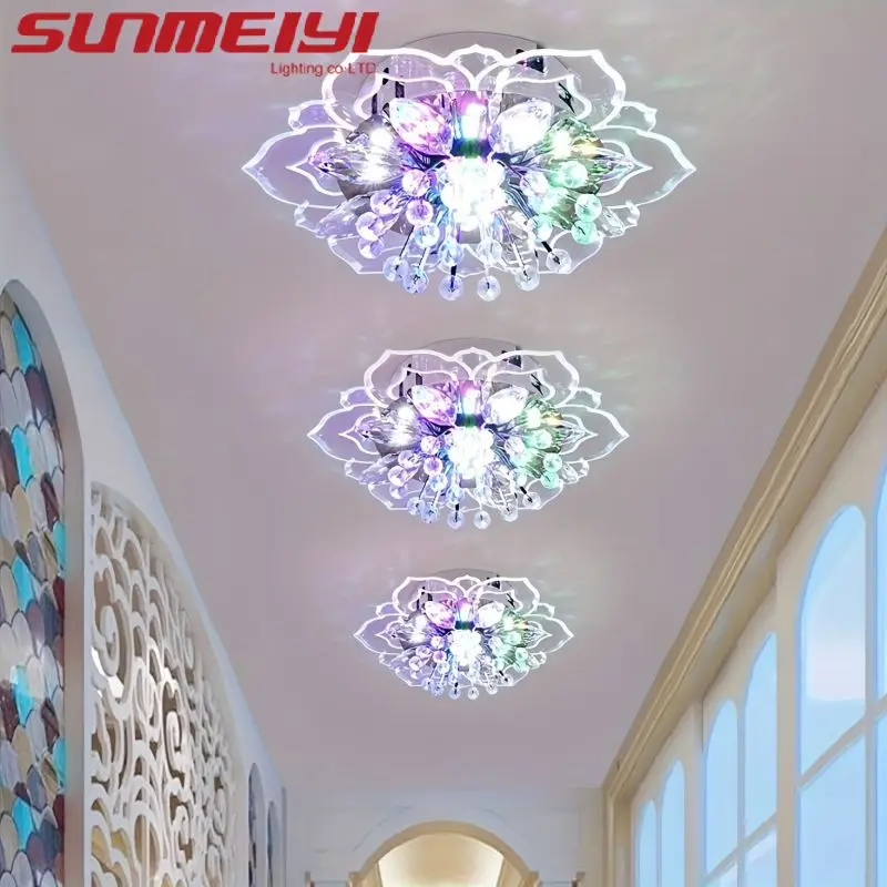 Modern Crystal Petals LED Ceiling Lights For Aisle Hallway Corridor Stairway Villa Gallery Kitchen Coffee Bar Indoor Lights