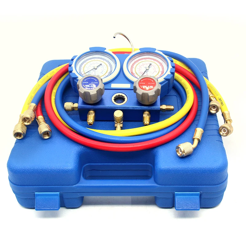 Anti-Collision VMG-2-R22-B R410a/R134a Air Conditioning Fluorometer Set Refrigerant Coolants Pressure Double Meter