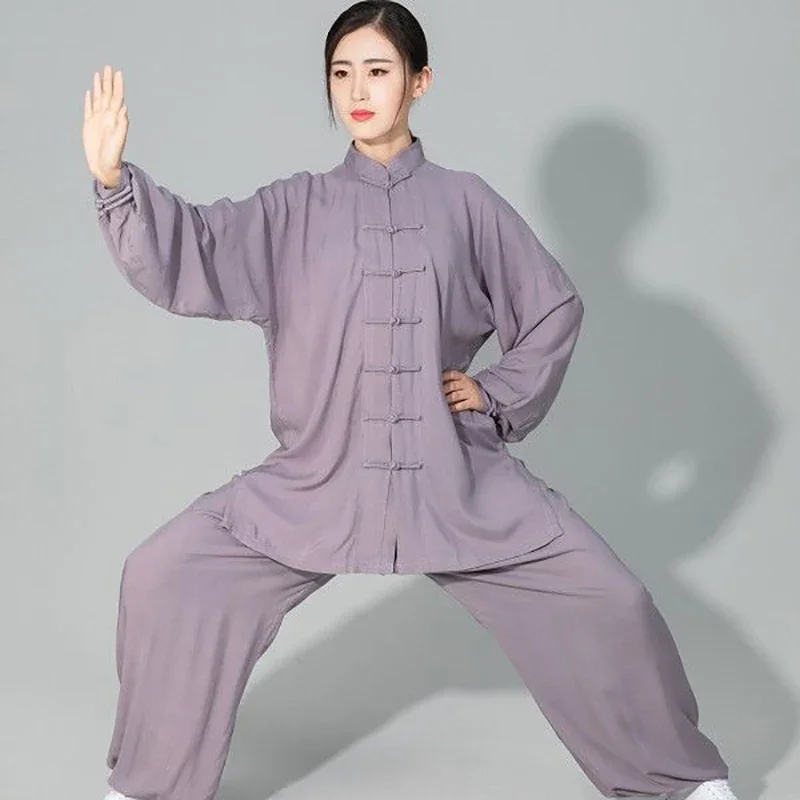 Traje de Tai chi de algodón suave para hombre y mujer, uniforme de artes marciales de Kung fu Wushu, chaqueta de Wing Chun, Pantalones