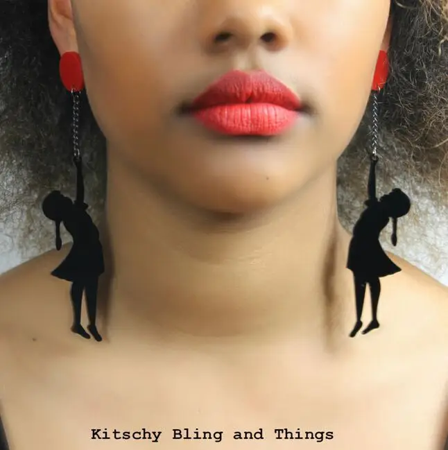 Creative Personality Innocence Little Girl and Balloon Acrylic Earrings for Women Gifts Jewelry