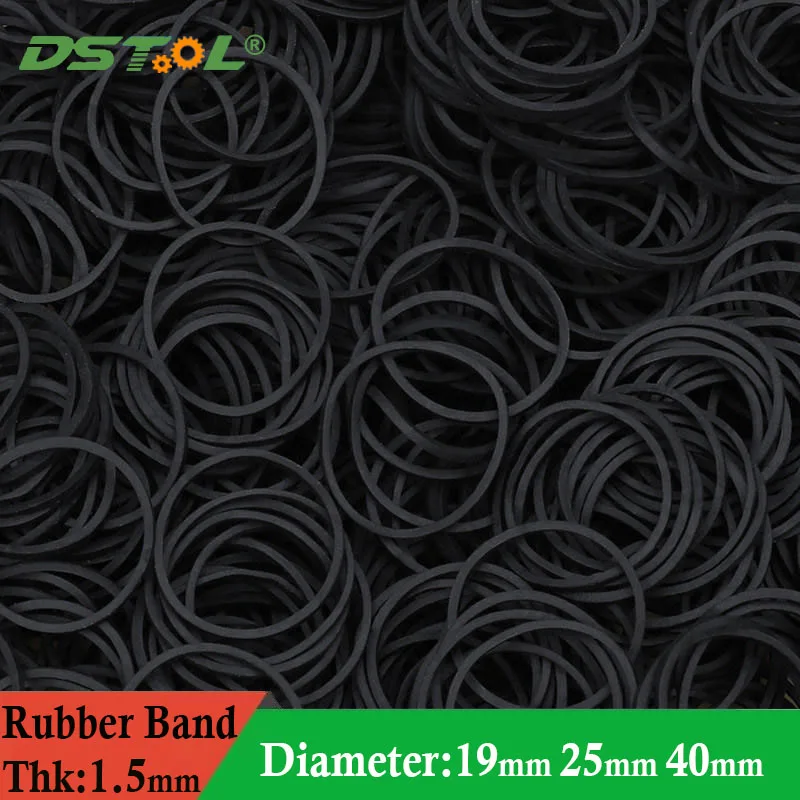 Mini Rubber Bands Black Elastic Hair Band Soft Hair Elastics Ties Bands For Office Supplies School Home Thk 1.5mm Dia 19 25 40mm