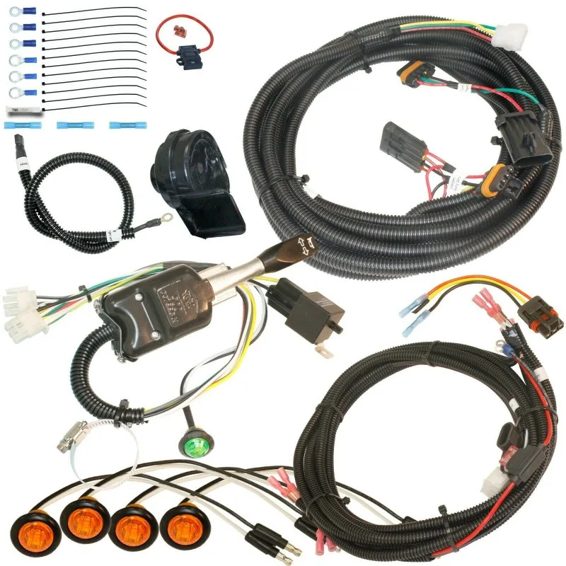 UTV ATV Turn Signal Hazard Light USB Charger Horn Integrated Wiring Harness Kit 12V Plug & Play