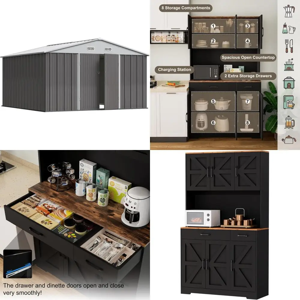 سقيفة تخزين معدنية خارجية مقاس 10 × 10 أقدام مع باب قابل للقفل لتخزين الدراجات والفناء الخلفي #1