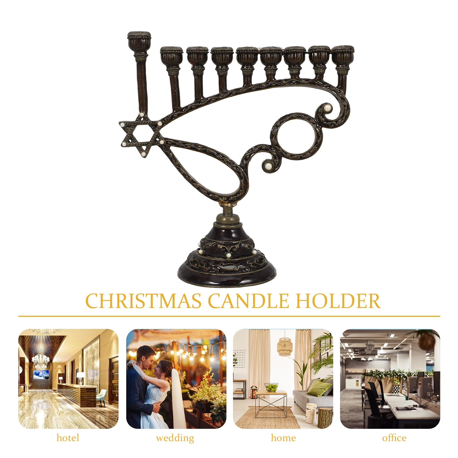 

Nine Headed Candlestick Vintage Enamel Design Zinc Alloy Hanukkah Holder Pillar Stand Desktop Decor Metal