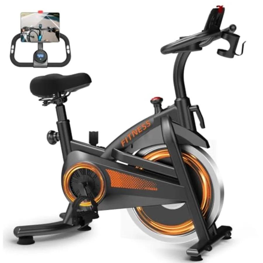 

Exercise Bike Brake Pad Stationary Bike for Home with Exclusive App Indoor Cycling Spin Bike Workout Bike with 300 lb Weight Cc