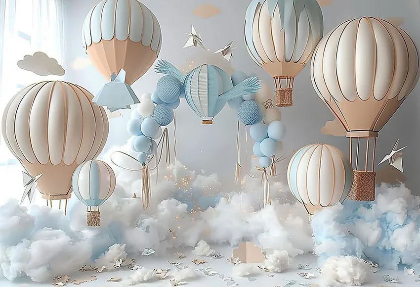 Mehofond Photography Background Adventure Travel Hot Air Balloon Kids Birthday Cake Smash Portrait Decor Backdrop Photo Studio