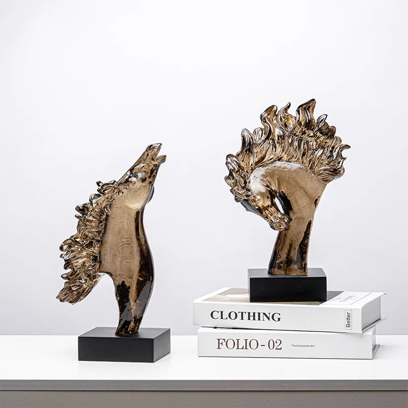Artificial Animal Sculpture Horse Head Statue, Resin Crafts, Transparent Resin Statue Decoration Statue Home Decoration