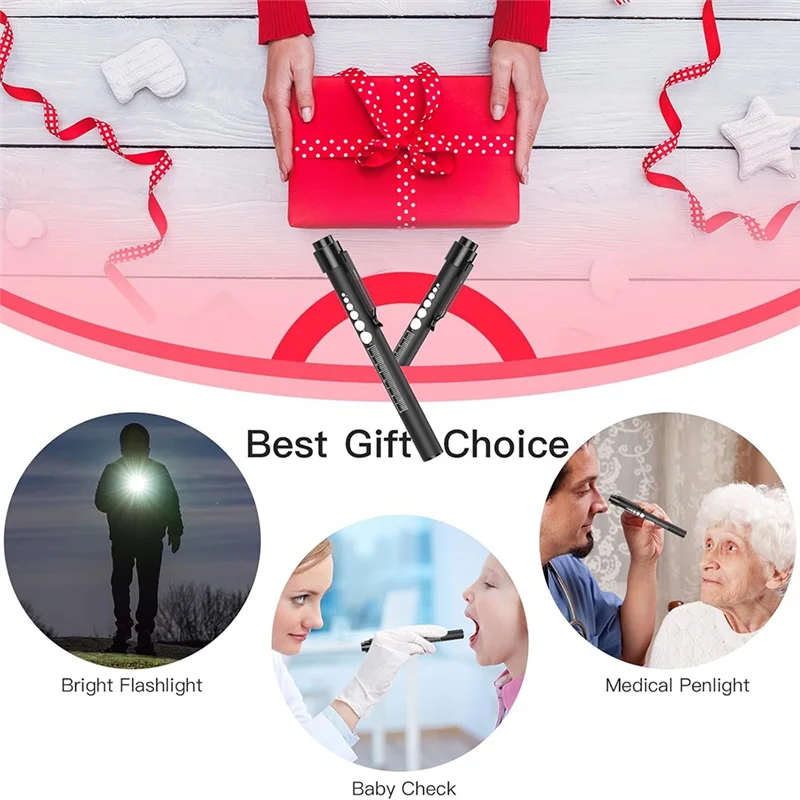 

Стильные перезаряжаемые фонари-ручки с манометром и линейкой для медсестер, врачей, теплый/белый свет, 2 шт.