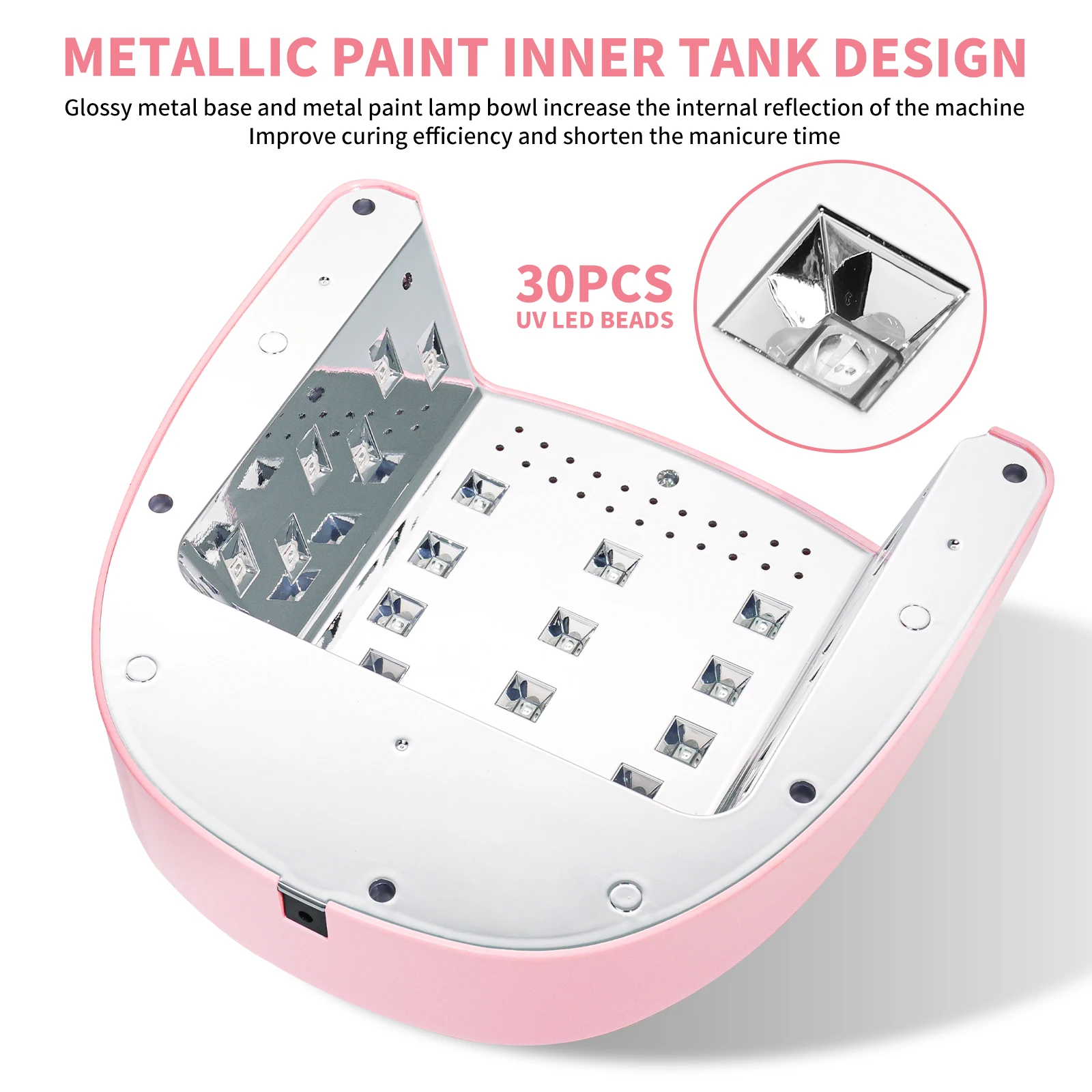 Rechargeable UV LED Nail Lamp 30 LED Gel Nail Polish Dryer Professional Manicure Curing Lamp for Nail Art Salon UV Light Tools