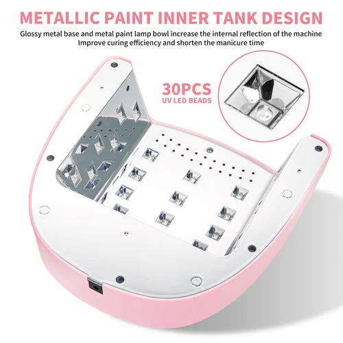 Imagen 2 del producto Lámpara de uñas LED UV recargable, secador de esmalte de uñas de Gel de 30 LED, lámpara de curado de manicura profesional para salón de manicura, herramientas de luz UV