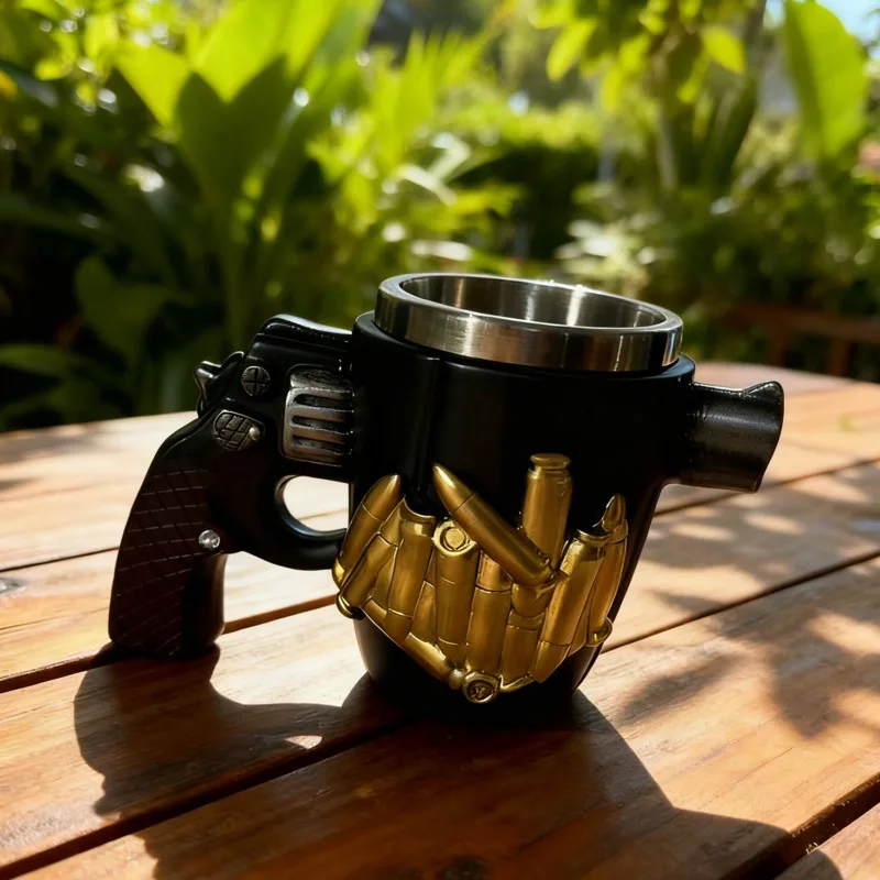 

Револьвер, пистолет, кофейная кружка, новинка, реалистичная ручка для пистолета, фигурка, настольный декор, центральная часть стола для домашнего офиса, подарок для мужчин