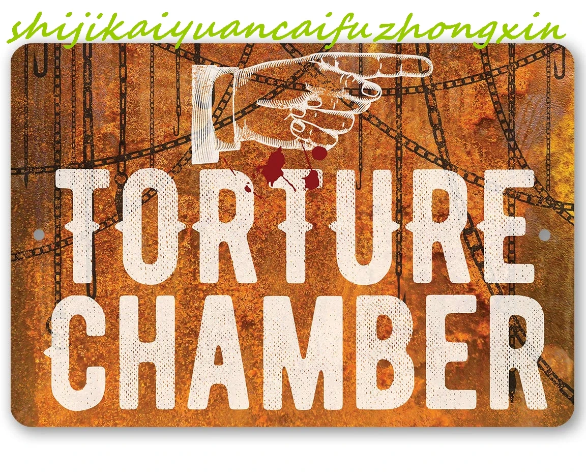 SJKY Torture Chamber Sign - Spooky Scary Halloween Decor, Haunted House Gothic Accessories, Creepy Room Decor and Witchy Gift, 1