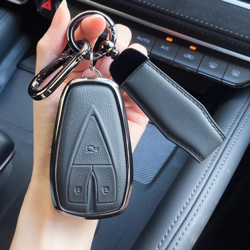 

Подходит для Chang An UNI-T UNI-V UNI-K простой стиль ручной работы из цинкового сплава + кожаный чехол для дистанционного ключа автомобиля