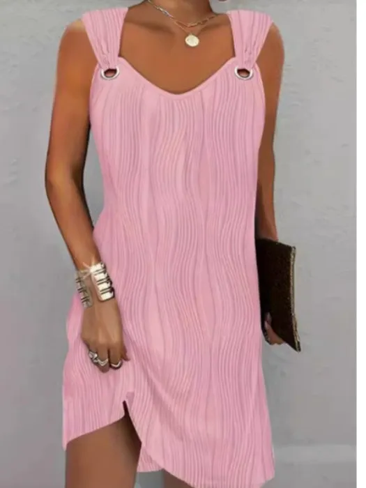 Ele Pink Svel Vest Floral Embroidery Dr Women's Faionable Summer New Sle Elastici V-ne ort Dr