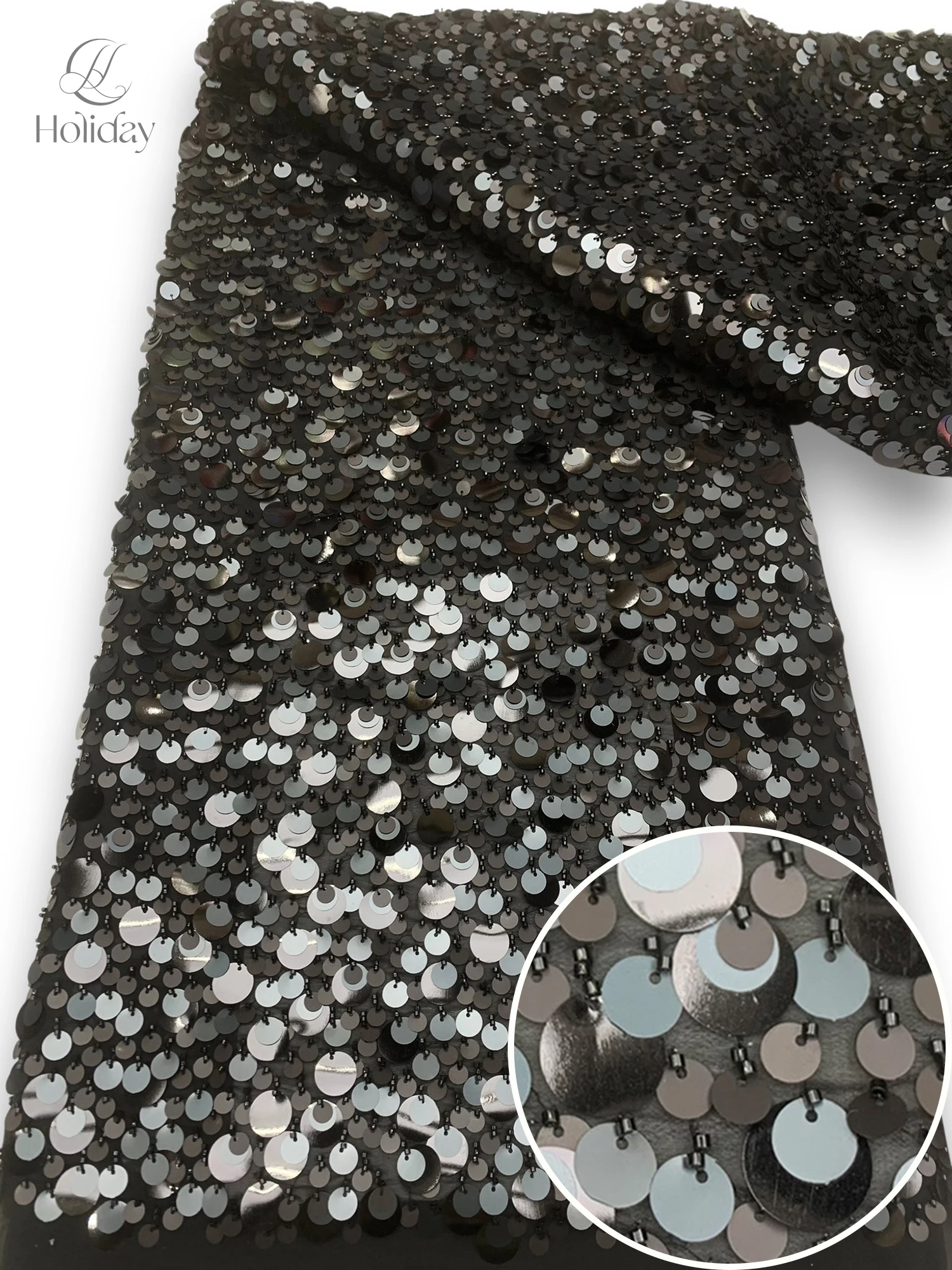 Tessuto di paillettes con perline di lusso, tessuto di fascia alta per abiti da sposa, moda couture, materiale per costumi fai da te