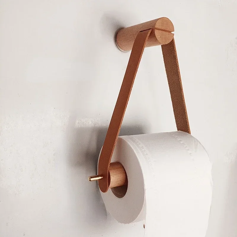 Soporte Vertical para pañuelos de cocina, portarrollos de papel de pared de madera, soporte para pañuelos perforado para baño nórdico creativo