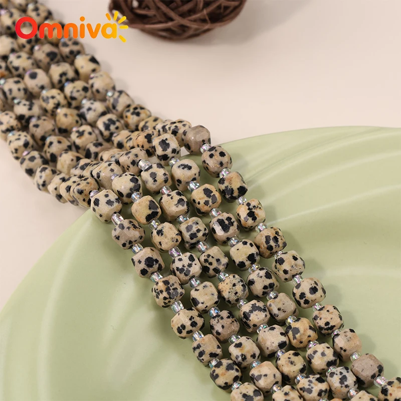 Faceted Natural stone spotted stone Handmade beads DIY Woman Accessories anklet charm Bracelets For Making 15 '' Strand 6/8/10MM