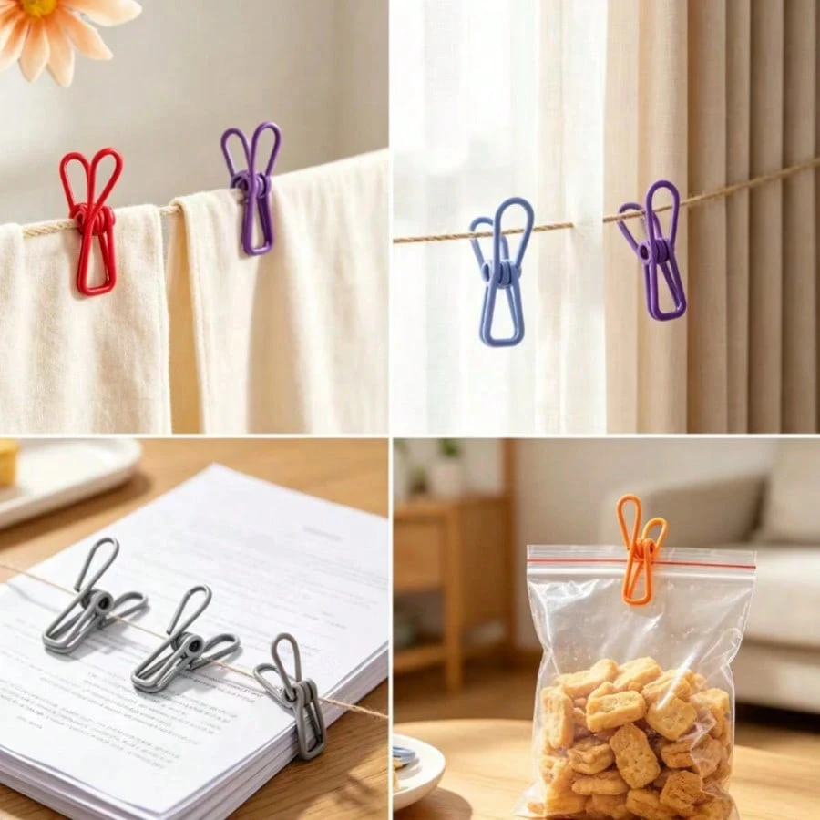 10pcs Durable Multi-Purpose Chip Clips - Strong PVC-Coated Steel for Sealing Snacks, Food Bags & Organizing Home - Assorted Colo