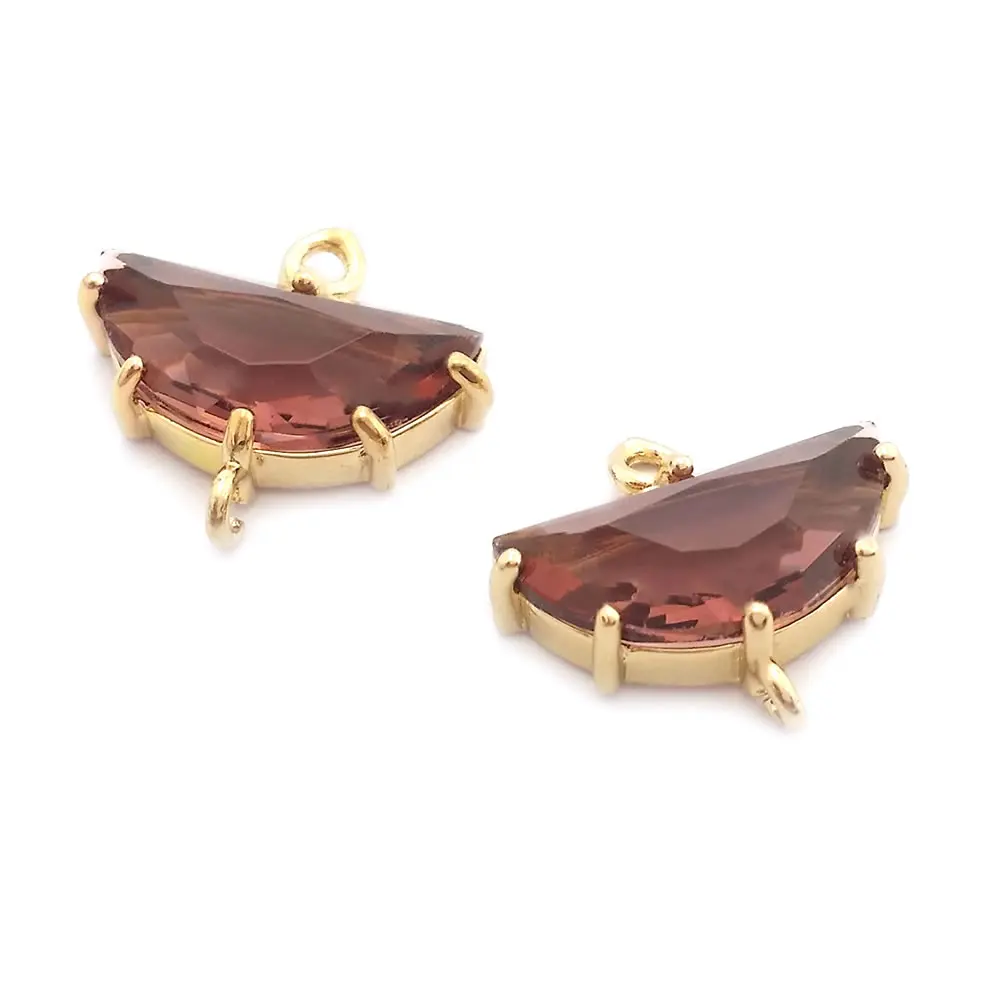 14x16.5MM 11x10MM 18K 골드 컬러 황동과 유리 2 구멍 문 연결 매력 펜던트 Diy 쥬얼리 액세서리 만들기