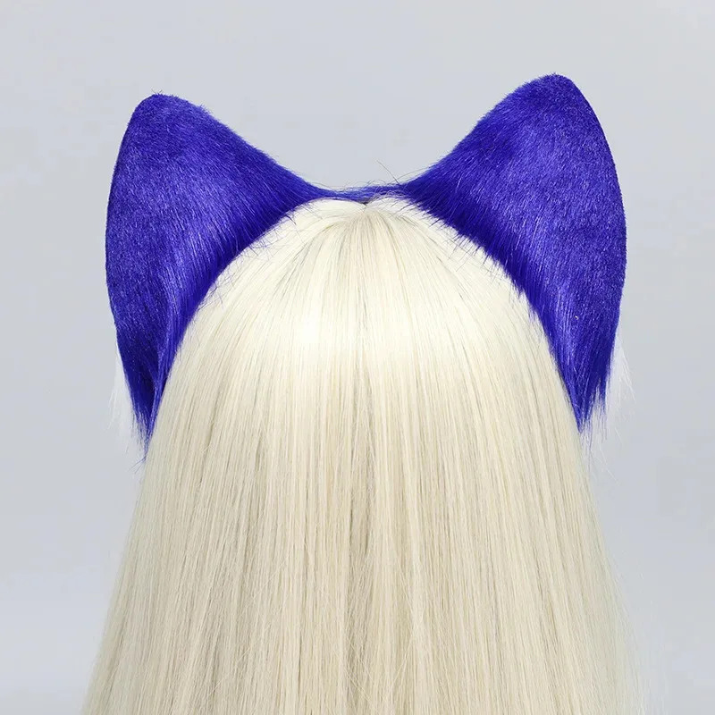 Imitation Handmade Kc Anime Lolita Jk Cat Plush Ears Cosplay Hair Headwear Blue Sonic Hedgehog Halloween Ear Hairband view 3