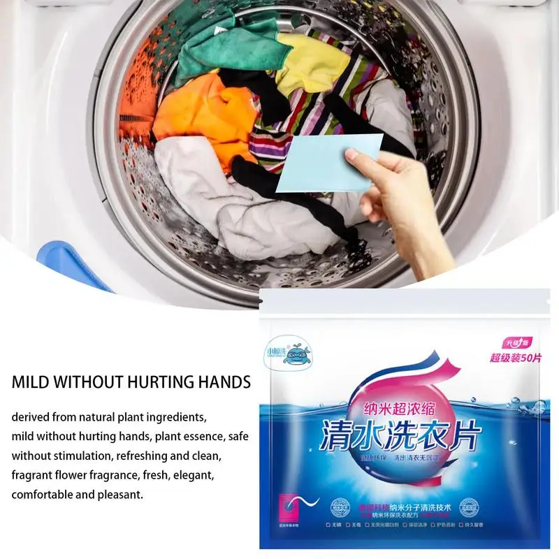 Detergent Sheets 50 Pcs Natural And Mild Laundry Detergent Sheets Travel Long-lasting Laundry Sheets Detergent Laundry Detergent