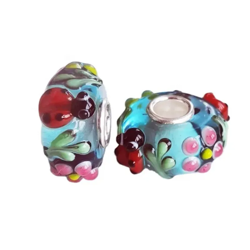 Hot High Quality  Large  Hole 3D Cartoon Cat Pig  Ribbit Dog Animal Murano Glass Beads  Fit Diy European Charm Bracelates