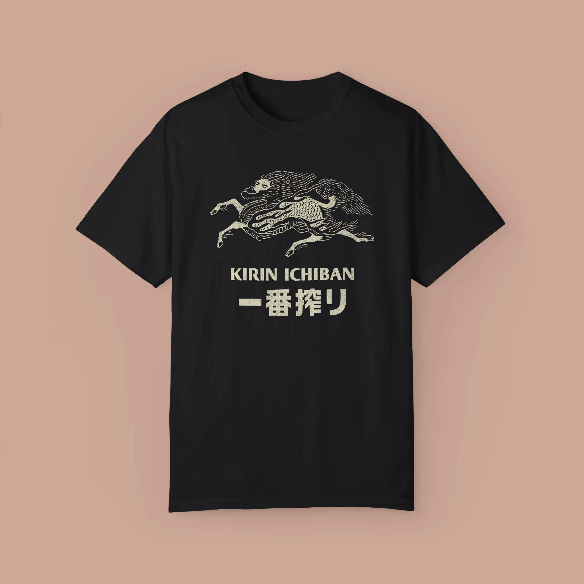 2026 Japanese Vintage Woodcut Beast Graphic Short Sleeve T-shirt Retro Wabi Sabi Style Loose Crew Neck Top
