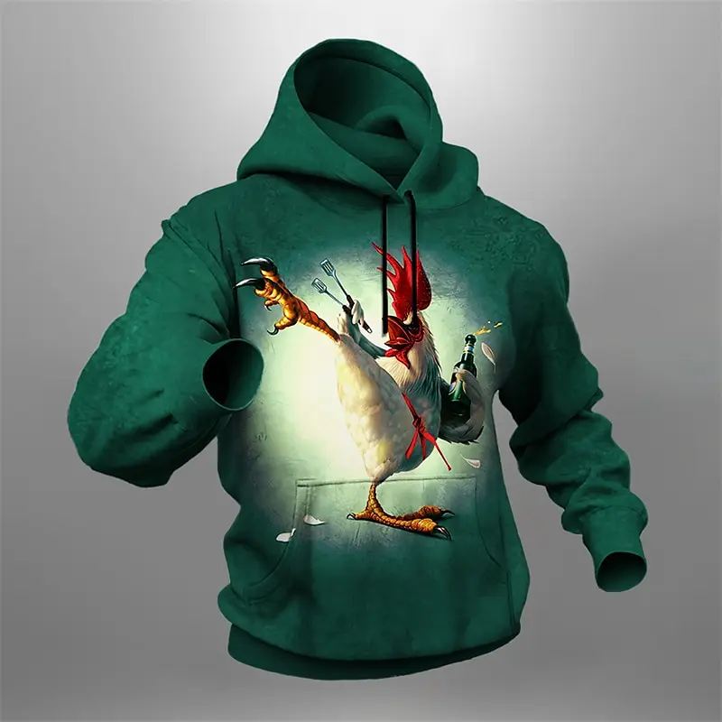 

Autumn men's hoodie Kung Fu Chicken 3D print long sleeve sweatshirts for men fashion streetwear loose oversized men clothing top