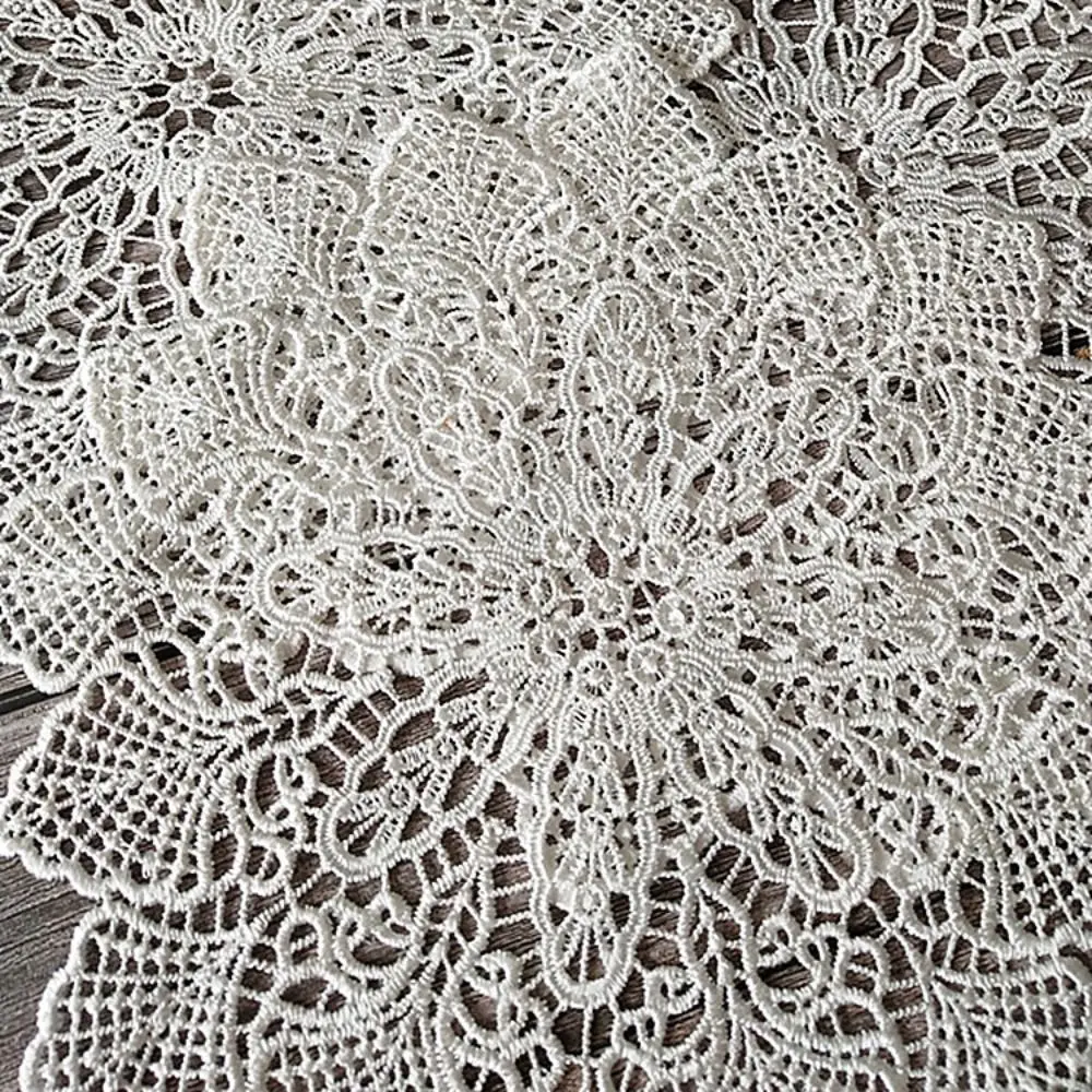 Hollow Round Crochet Tablecloth Embroidery Flower Table Decoration Placemat Coaster Pad Doily