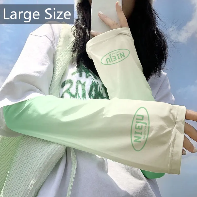 Large Size Ice Sleeve Gloves Summer Anti-sunburn Sleeve Women Driving Cycling Sleeves Sun Protection Loose Breathable Arm Cover