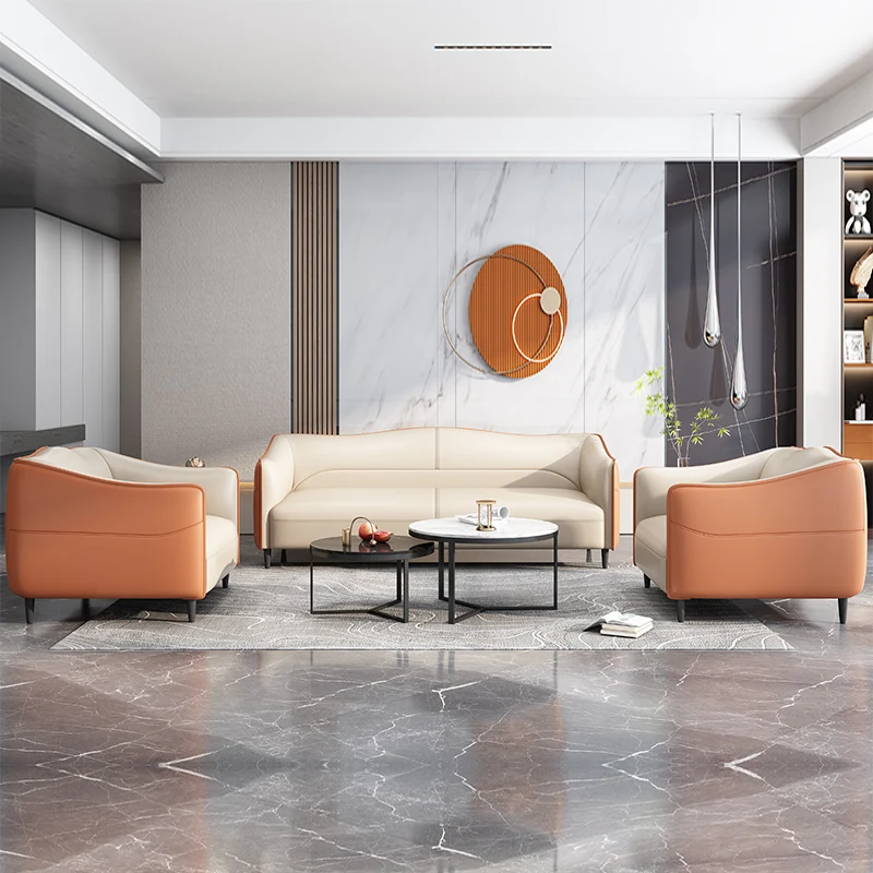Office Sofa Reception Room Simple Modern Three-person Small Business Sofa Office Coffee Table Combination Set