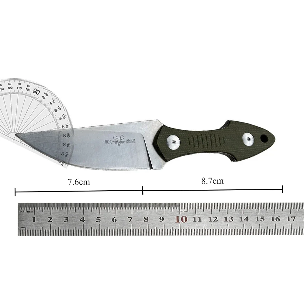 Cuchillo recto GiantMouse GMF3 para exteriores con funda de cuero, cuchillo de bolsillo táctico de autodefensa para acampar y cazar, alta dureza